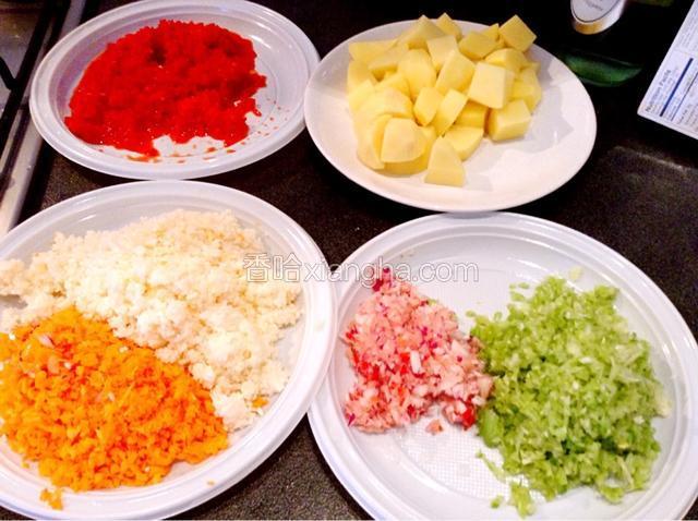 准备所有蔬菜用料理机打碎除了土豆意外