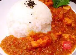 Illustration of how to make curry chicken rice 10