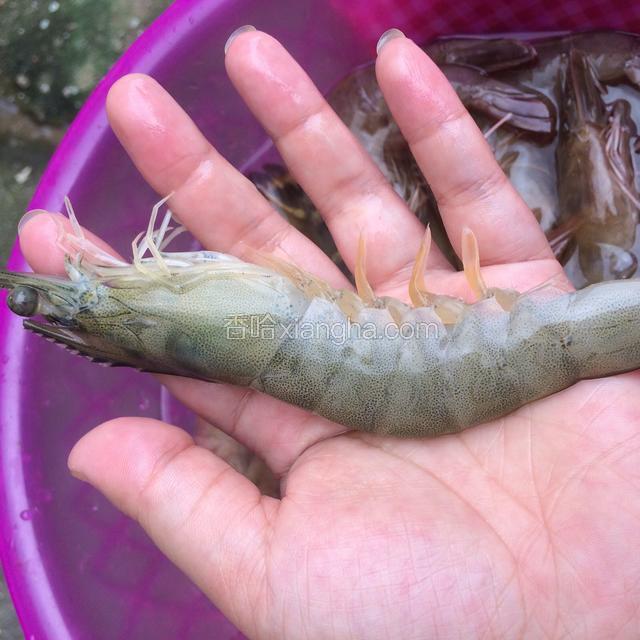 处理虾，我把虾脑袋直接去了，挑了虾线。