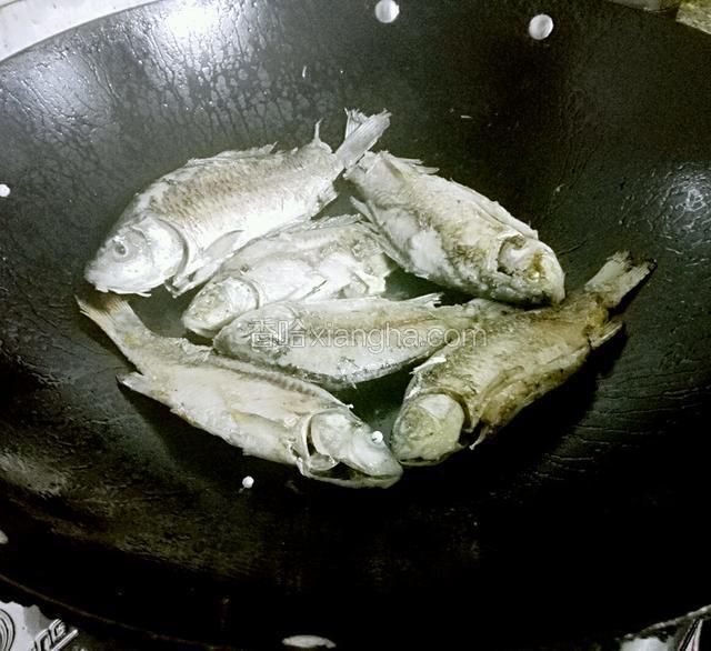 把鱼放下去煎两面黄黄，大概煎五分钟左右