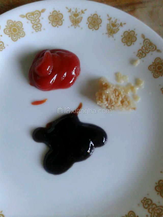 调味料番茄酱 蠔油 蒜末