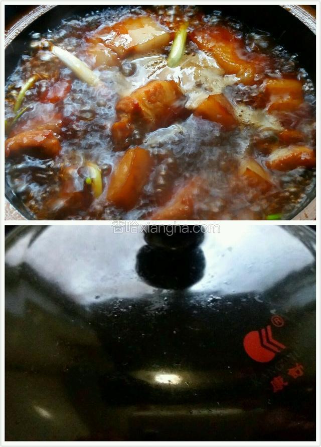 大火烧开后，转小火加盖烧1小时。火要小，微开就可以了，不然汤汁挥发太快，煮不够时间汤汁就沒了。