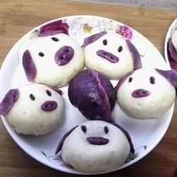 紫薯小猪豆沙包的做法[图]