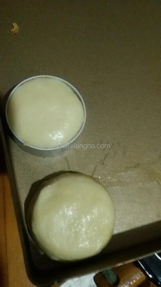把模具内抹上油，以免粘模具，把做好的胚子放进去，亚平。