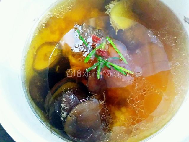 煲汤至还剩十分钟时，开锅盖。加两勺食盐，半勺味精调味。继续煲，直至出锅。出锅前，加入适量葱段和枸杞焖一会。即可。