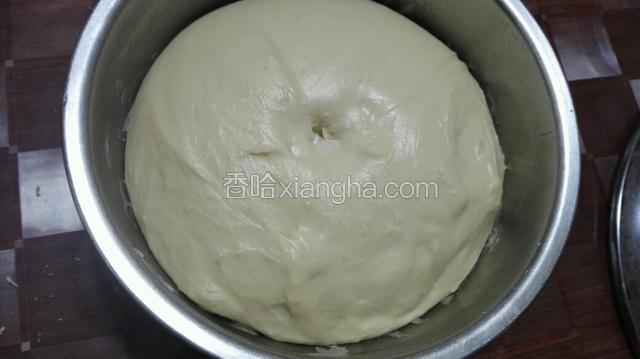 发酵好的面团手摁下去不回缩就发酵好了！