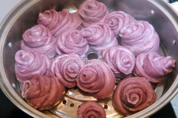 紫薯玫瑰花馒头蒸的好吃！