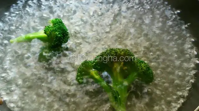 烤羊排的时间把西兰花汆烫过凉。