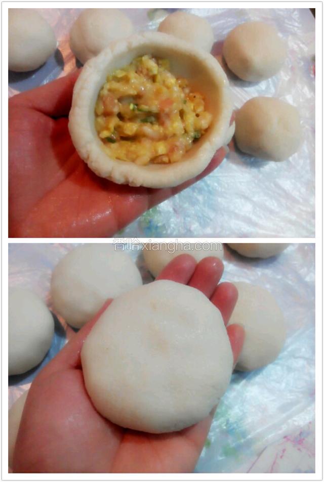 将拌好的馅包入面团中！