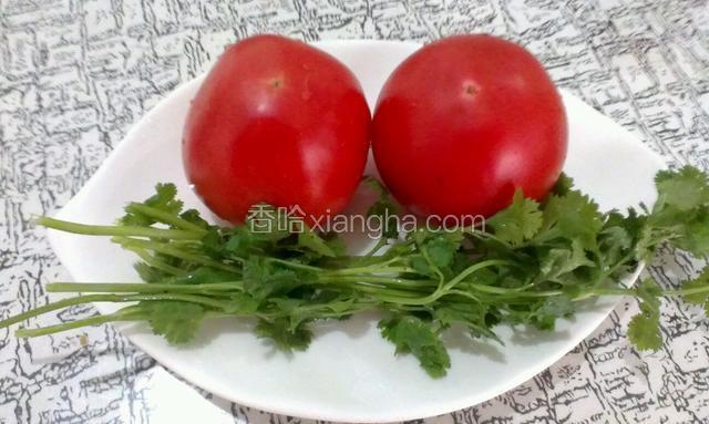 西红柿香菜洗净备用