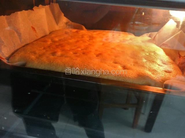 将烤盘放入已预热好的烤箱中，上下火165度，30分钟。十分钟左右的时候盖上锡纸。