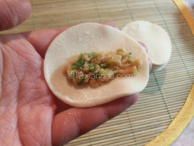 馅料放饺子皮中间