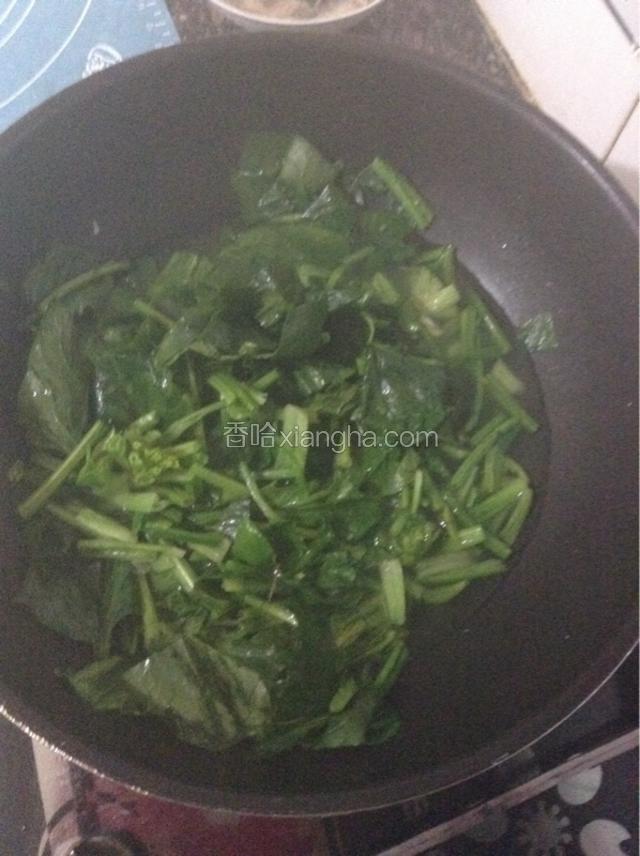 锅中注入清水烧开，下菠菜卤断生。
