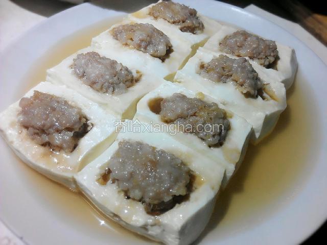 豆腐蒸好、出锅