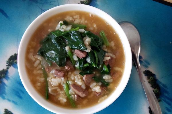 菠菜鸡肝粥的精选做法