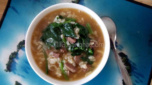 菠菜鸡肝粥