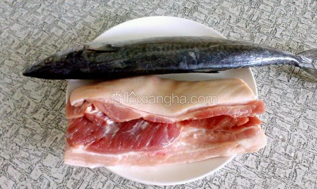 带皮五花洗净，鲅鱼去内脏清洗干净，切成块备用