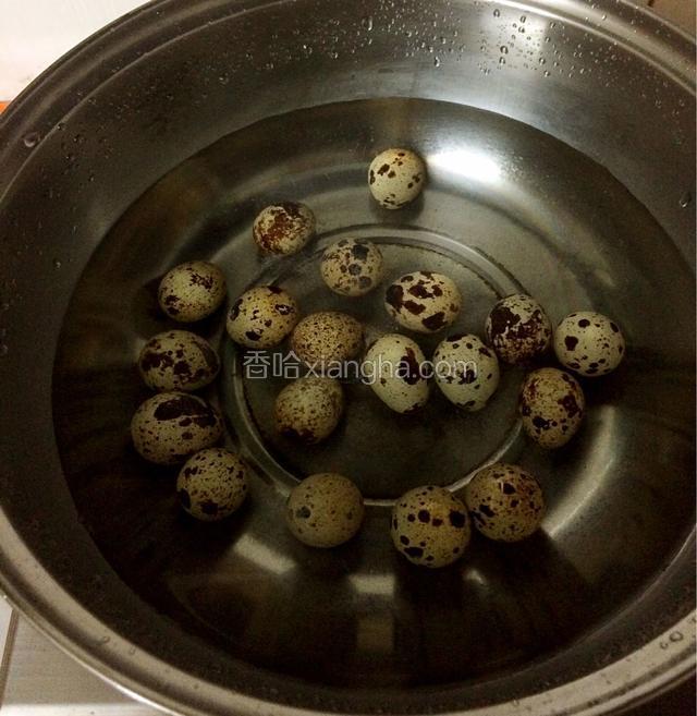 把鹌鹑蛋冷水入锅煮，煮的时候加入一小勺盐…中火煮约十分钟。