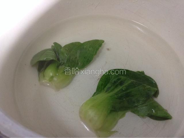 将油菜心烫熟备用。