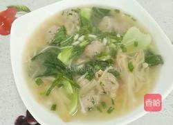 银针菇上海青肉丸汤的做法图解5