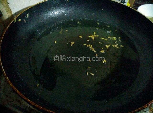 炒锅加油放入小茴香
