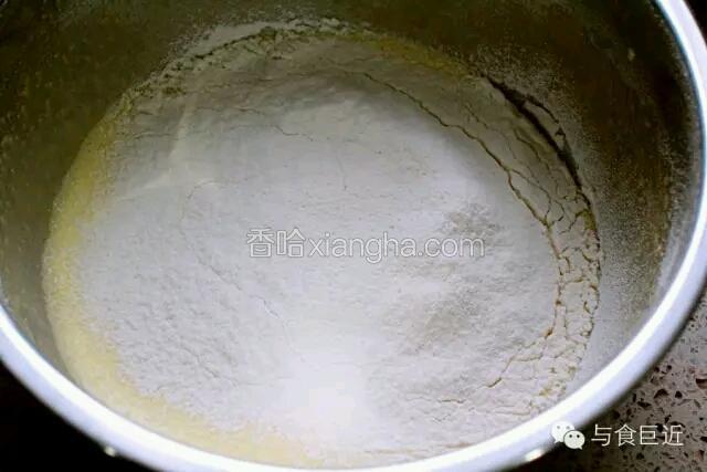 蛋黄加糖用电动打蛋器打到颜色稍变浅。加入油打匀，再加入奶打匀。筛入低粉和盐的混合物，用刮刀拌至无干粉状态时，用电动打蛋器打十几秒。此时蛋黄糊黏稠光滑无颗粒。