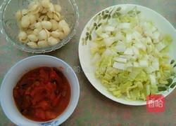 番茄白菜贝壳羹的做法图解3