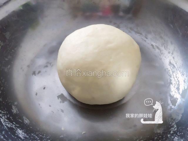 揉至面团光滑、在继续揉三分钟左右，然后盖上保鲜膜醒发半小时