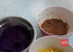 紫薯，蛋黄，枣泥玉米面饼！的做法图解3