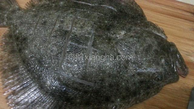 在多宝鱼的背上划成田字型
