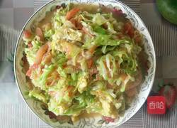 包菜炒鸡蛋西红柿的做法图解4