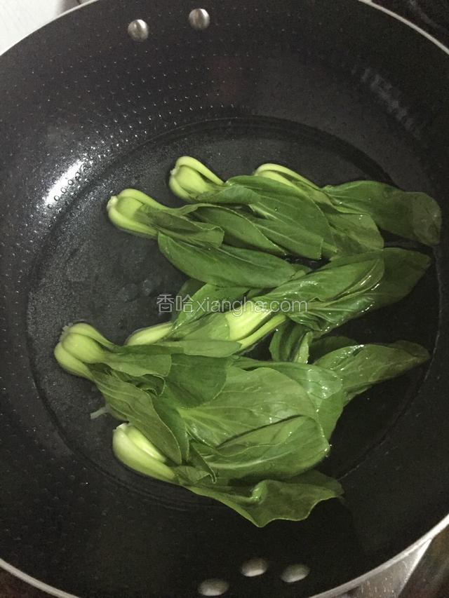 锅中放水烧开加入油，盐，放入油菜