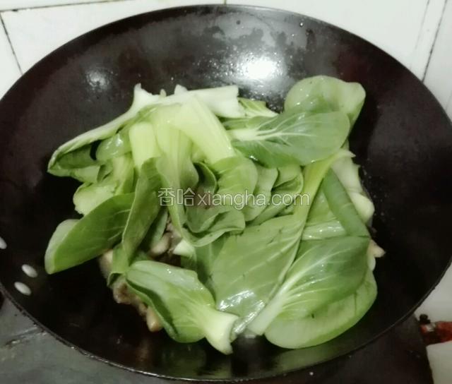 最后倒入青菜。