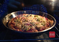 虾仁培根披萨的做法图解7