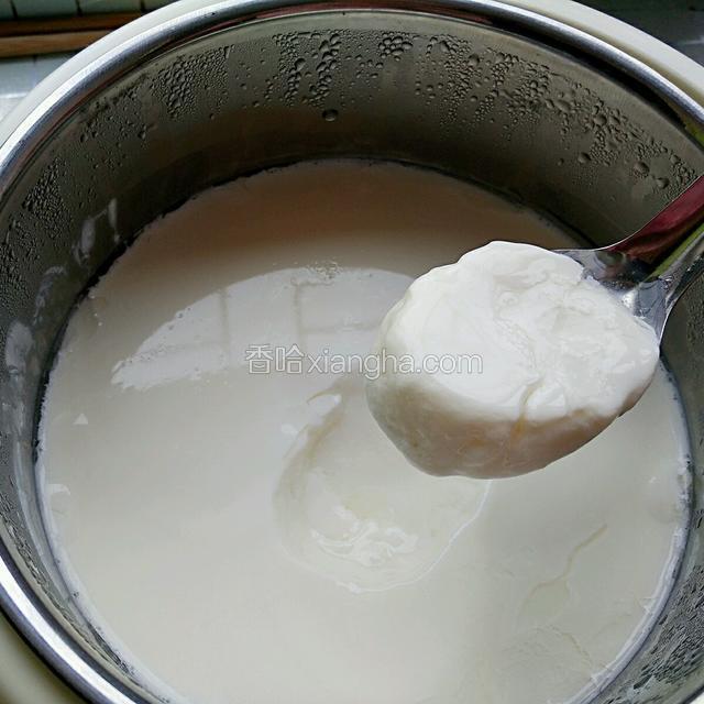 发酵好后拔下电源，静置2～3小时。揭盖时不要让盖子上的水滴到发酵好的酸奶里，发酵好的酸奶像豆腐脑一样。