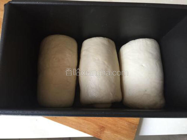 摆在土司模具里。