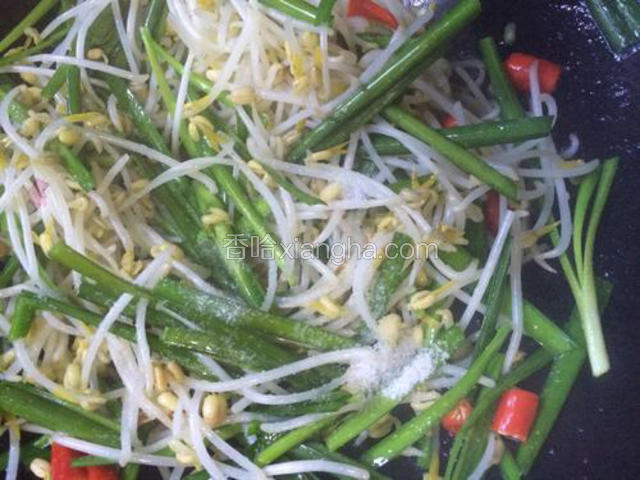 加入适量的盐，翻炒均匀入味即可