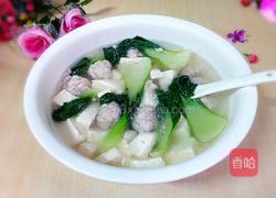 豆腐油菜肉丸汤的做法图解8