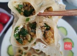 冰皮韭菜鸡蛋干贝锅贴的做法图解14