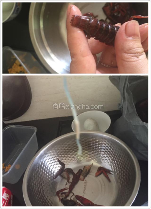 处理小龙虾，如图去除虾肠