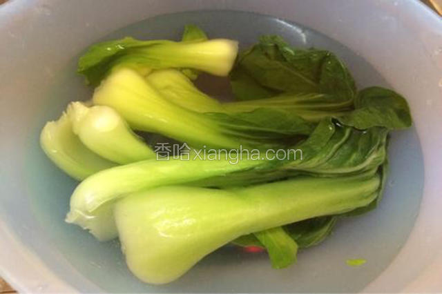 然后把油菜捞出，泡到凉水里