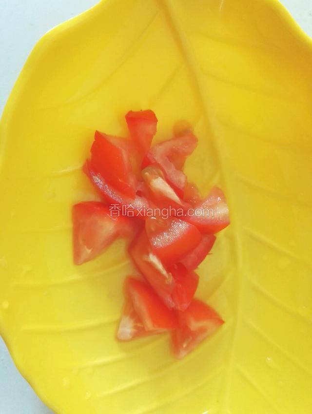 西红柿切三角块备用