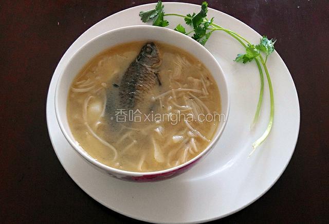 金针菇煮鲫鱼