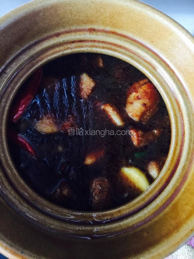 加入开水（要宽水一次加够，中途不加水），移至砂锅，开锅后去掉浮沫，加盖用小火炖一个小时
