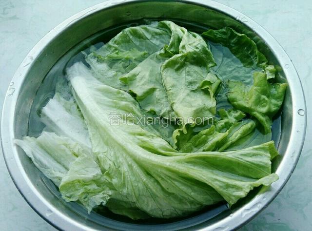 生菜叶子用盐水泡洗