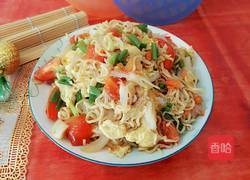 番茄鸡蛋炒方便面的做法图解11