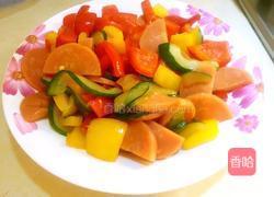 彩椒青瓜炒火腿的做法图解5