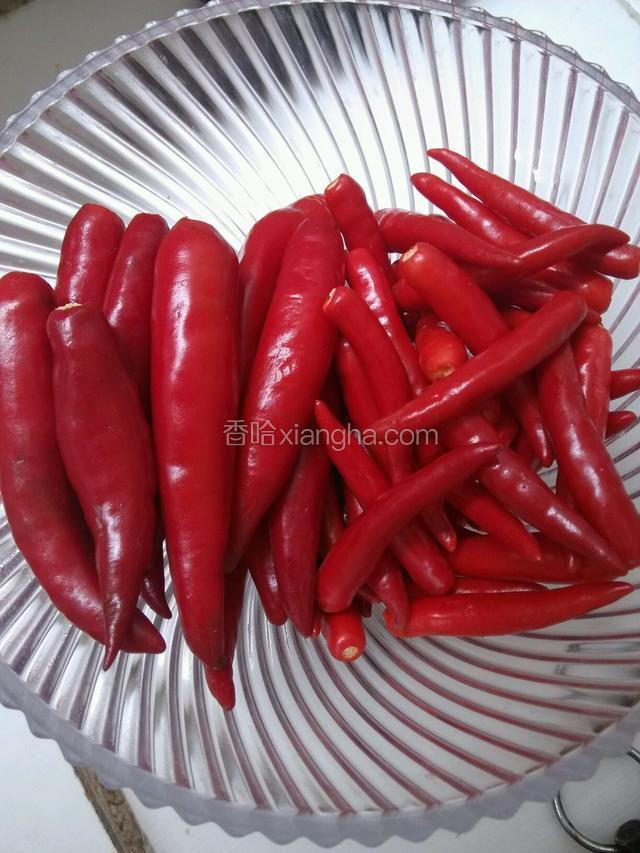 将两种辣椒去柄洗净
