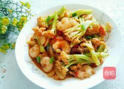 西红柿虾仁炒菜花的做法图解7