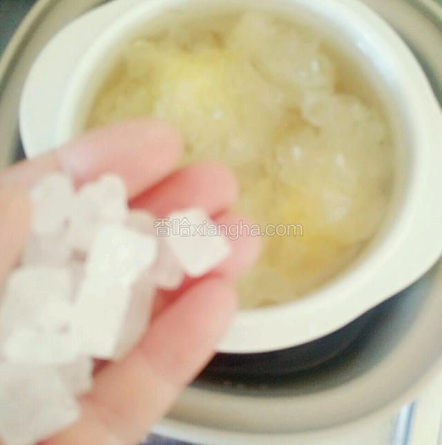 加入适量冰糖，喜欢甜就多放些。